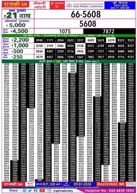 rajshree 50 mangal weekly lottery result today|Rajshree Results .